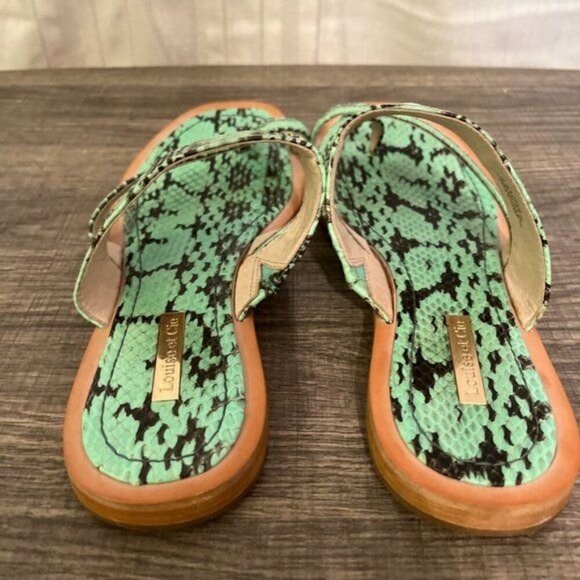 Louise et Cie Leather Sandal 5.5 M Green Snake Skin Hippie Indie Retro Chic 80s - Picture 4 of 9